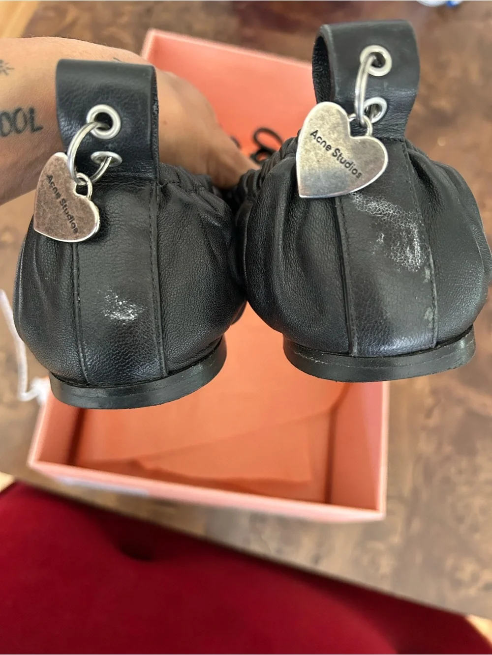 Acne Studios Black Leather Ballet Flats